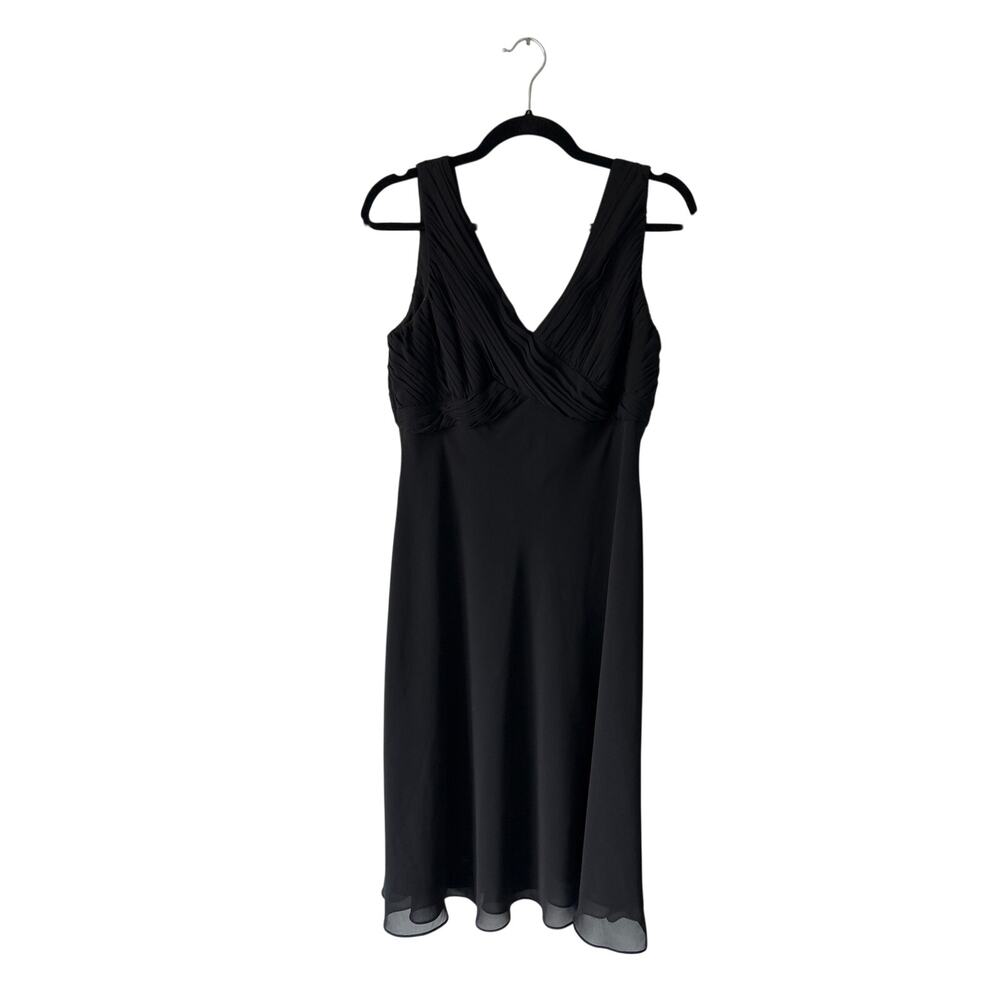 Adrianna Papell Black Shirred Bust Sleeveless Formal Dress XS